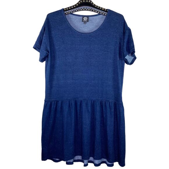 bobeau Tops - Bobeau Short Sleeve Pique Drop Waist Tunic Blue Medium